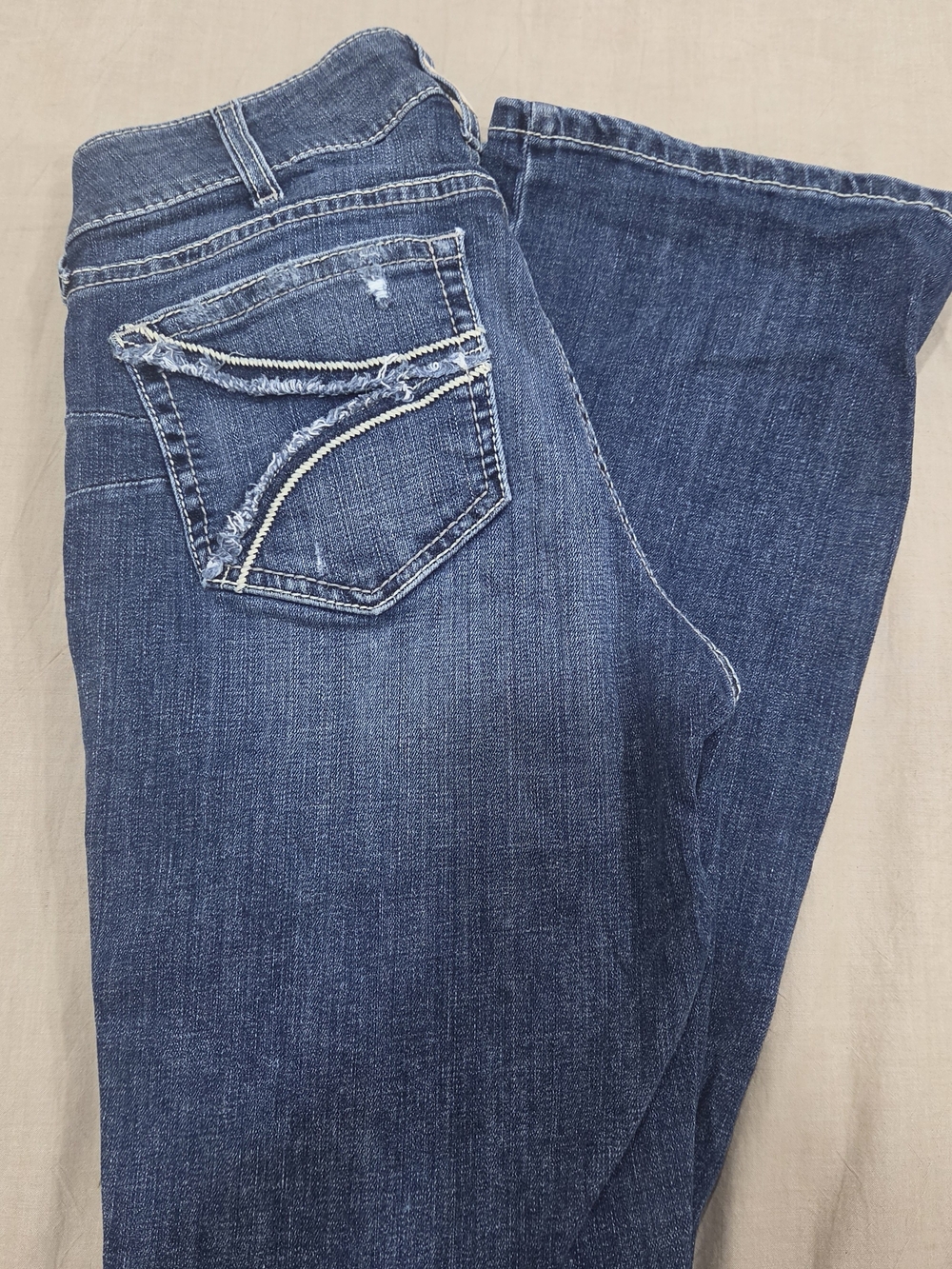 Ariat Dark Blue Boot Cut Jeans with Frayed Pocket Detail